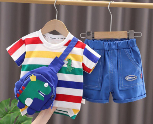 CJ SHORT AZUL CAMISETA RAYAS RIÑONERA  NIÑO